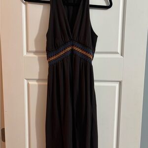 Elegant Brown Dress with Multicolor Accents